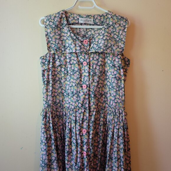 Vintage floral cotton midi dress - Picture 1 of 8